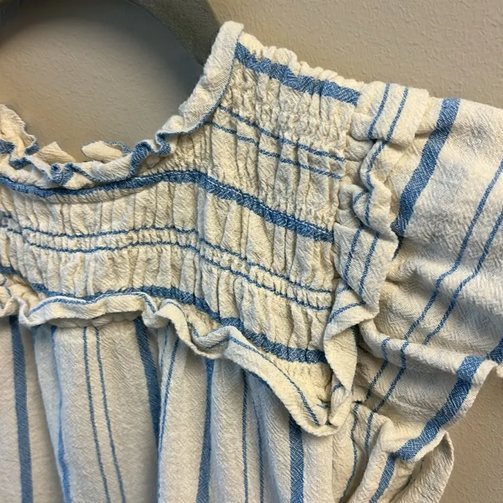 Sea New York girls dress 8 blue and white stripes sleeveless cotton
